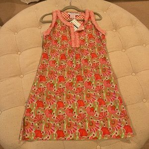 Gretchen Scott designs sleeveless patterned pink, orange, red dress
